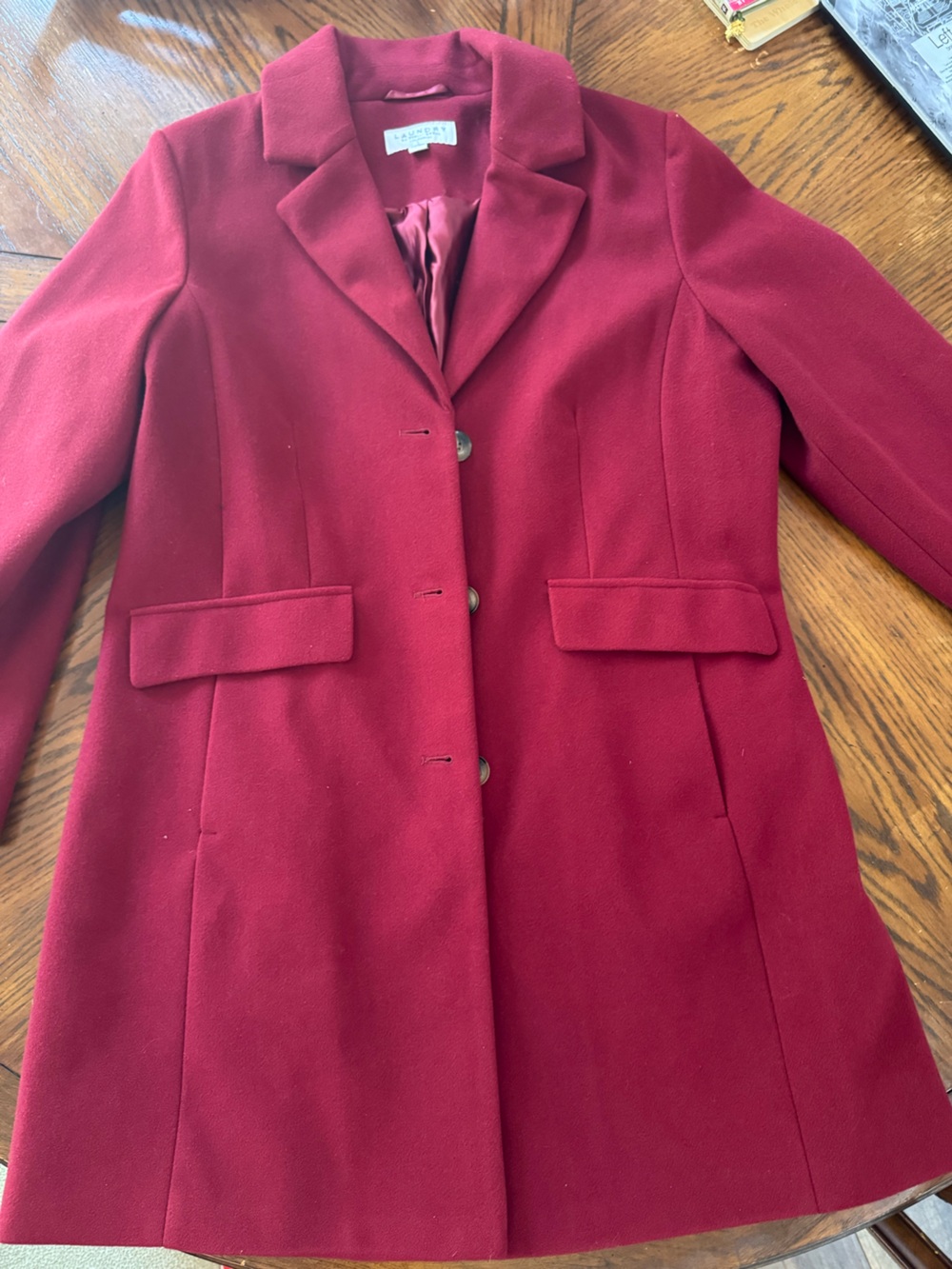 Laundry By Shelli Segal Red Tailored Pea Coat